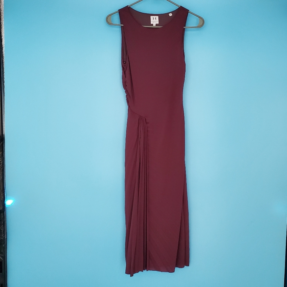 Halston Heritage Dress Size 2 Maroon Midi Sleeveless